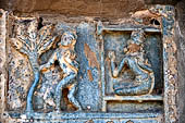 Old Bagan Myanmar. The Mingala Zedi. Well-preserved glazed Jataka plaques. 